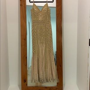 Sequined evening blush colored gown